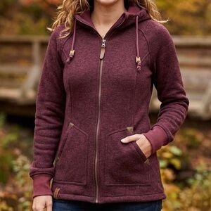 WindRiver Burgundy Thermal T-Max Heat Zip Up Hoodie Longline Hiking Gorpcore